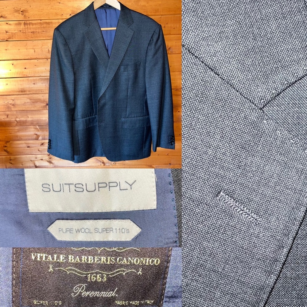 SuitSupply Napoli suit jacket mens 46L charcoal gray  VBC 110’s 100% wool